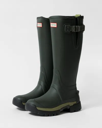 Hunter Balmoral Side Adjustable 3mm Neo Lined Tech Sole Womens Tall Boot In Green