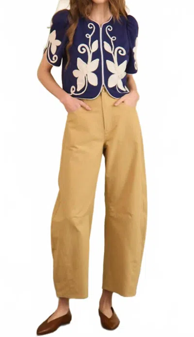 Hunter Beeson Blouse Top In Navy In Blue