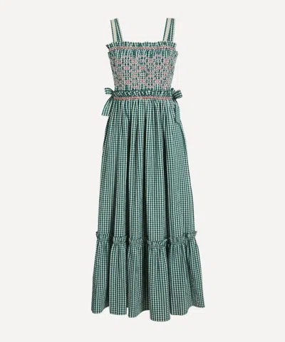 Hunter Bell Women's Larissa Green And White Gingham Midi Dress