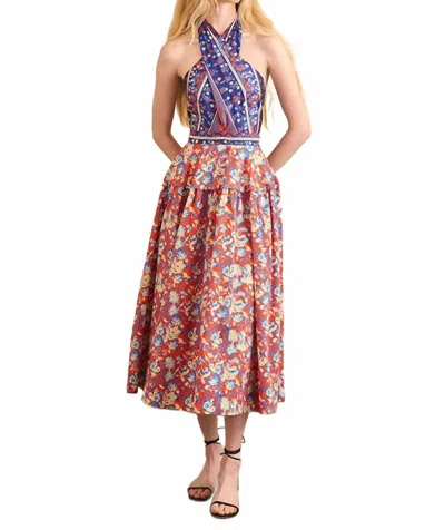 Hunter Bellamy Midi Dress In Tapestry Floral In Multi