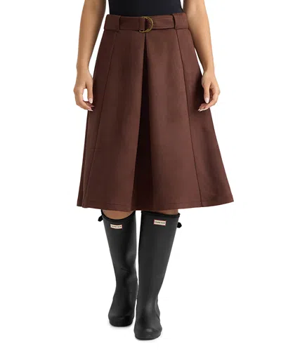 Hunter Belted Midi A Line Skirt In Brown