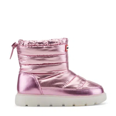 Hunter Big Kids Cuddle Lug Sole Insulated Waterproof Snow Booties 13c Medium Pink Metallic Nylon