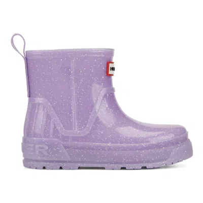 Hunter Big Kids Grace Waterproof Rain Boots 5 Medium Purple Glitter