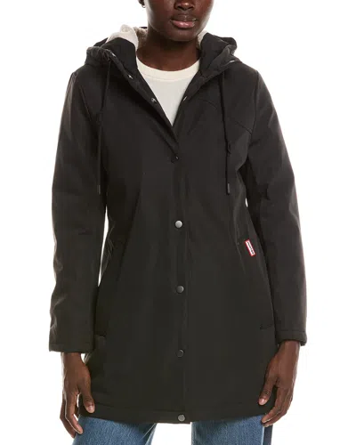 Hunter Billie Canvas Mid Length Hooded Rain Jacket In Multi