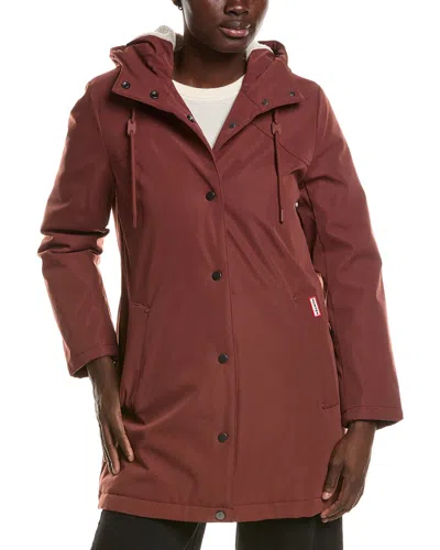Hunter Billie Canvas Mid Length Hooded Rain Jacket In Multi