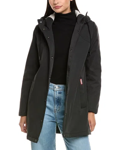 Hunter Billie Hooded Rain Coat In Black