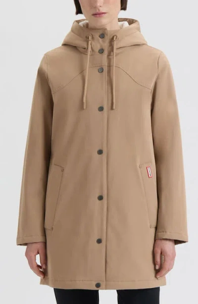 Hunter Billie Hooded Raincoat In Brown