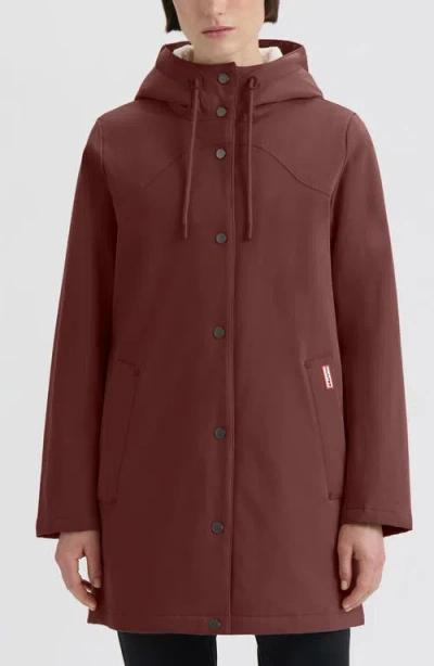 Hunter Billie Hooded Raincoat In Brown