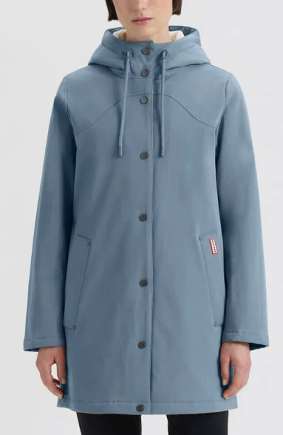 Hunter Billie Hooded Raincoat In Blue