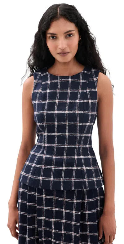 Hunter Bini Wool Top St Andrews Check In Blue