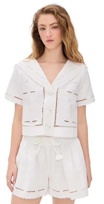 Hunter Birdie Shirt White Embroidery
