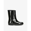 Hunter Giant Glitter First Wellington Boots In Black