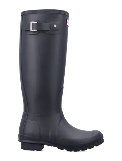 Hunter Original Tall Vulcanised Natural-rubber Wellington Boots In Black