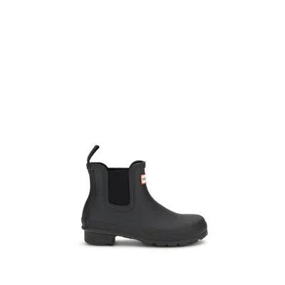 Hunter Black Rubber Ankle Boots