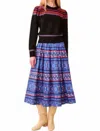 Hunter Tatum Skirt In Blue Block Print In Blue