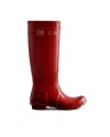 Hunter Original Tall Military Red Glossy Rain Boots In Red