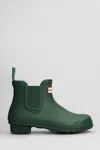 Hunter Play Short Faux Shearling Lined Waterproof Rain Boot In Green