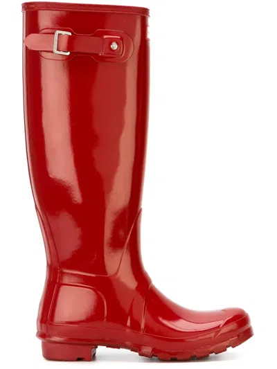 Hunter Original High Gloss Waterproof Boot In Red