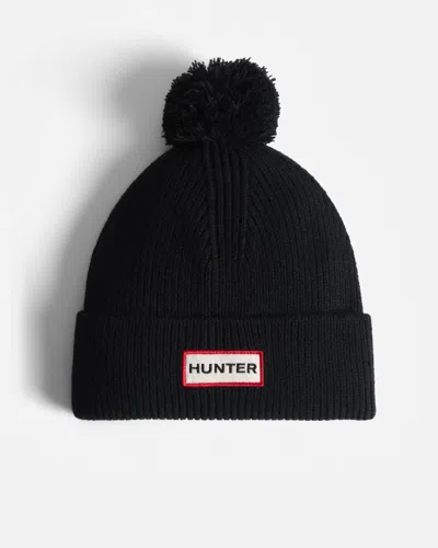 Hunter Brenig Ribbed Pom Beanie In Black