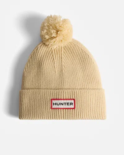 Hunter Brenig Ribbed Pom Beanie In Neutral