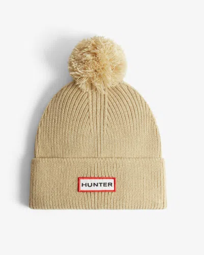 Hunter Brenig Ribbed Pom Beanie In Warm Sand