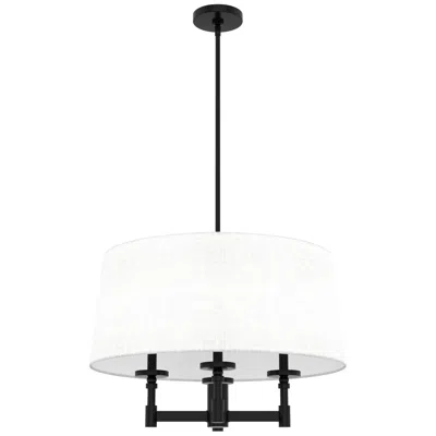 Hunter Briargrove Matte Black 4 Light Chandelier Light Fixture In White