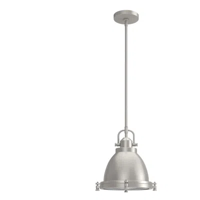 Hunter Bridgemoor Brushed Nickel With Clear Holophane Glass 1 Light Pendant