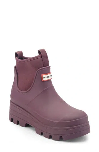 Hunter Brookey Waterproof Rain Bootie In Purple