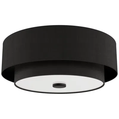 Hunter Brookside Matte Black With Frosted Glass 2 Light Flush Mount