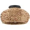 Hunter Cambria Matte Black 1 Light Medium Flush Mount Ceiling Light Fixture In Brown