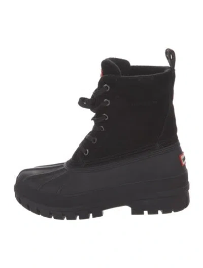 Pre-owned Hunter Canvas Boots In Black