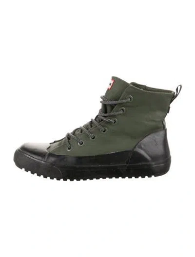 Pre-owned Hunter Canvas Boots In Green