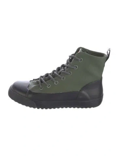 Pre-owned Hunter Canvas Lace-up Boots In Green