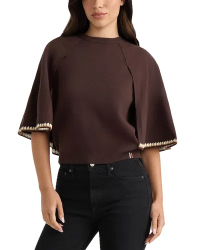 Hunter Cape Sleeve Knit Sweater Top In Brown