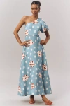Hunter Carmen Linen Blend Midi Dress In Blue