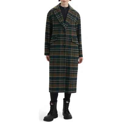 Hunter Carra Plaid Wool Blend Coat In Green