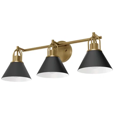Hunter Carrington Isle Matte Black And Luxe Gold 3 Light Bathroom Vanity