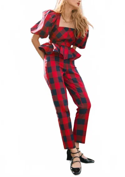Hunter Carson Straight Pant In Buffalo Plaid In Multi