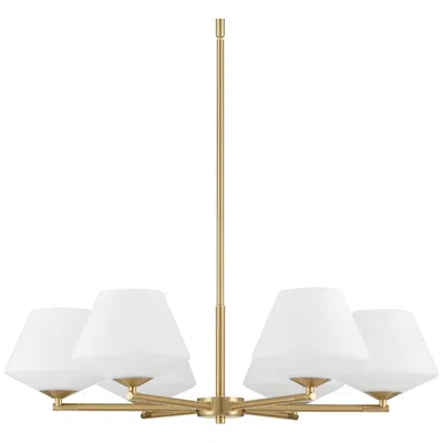 Hunter Celestial Valley Alturas Gold With Cased White Glass 6 Light Chandelier