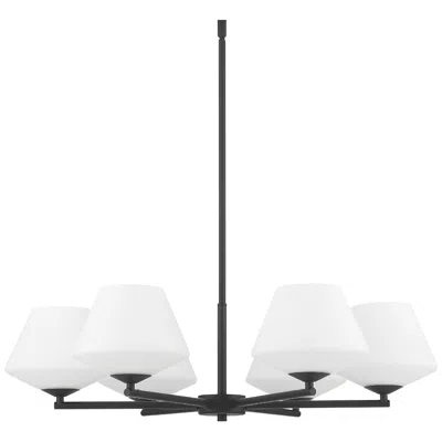 Hunter Celestial Valley Matte Black With Cased White Glass 6 Light Chandelier