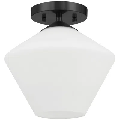 Hunter Celestial Valley Matte Black With Cased White Glass Flush Mount