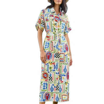 Hunter Charlotte Collared Dress In Coastal Conversation In Multi