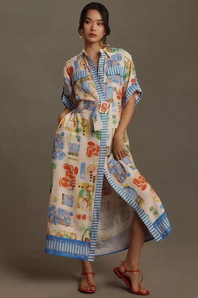 Hunter Charlotte Short-sleeve Midi Dress In Multicolor