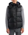 Hunter Chiswell Nylon Quilted Removable Hood Full Zip Puffer Vest In Black