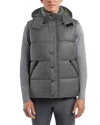Hunter Chiswell Nylon Quilted Removable Hood Full Zip Puffer Vest In Grey