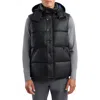 Hunter Chiswell Nylon Quilted Removable Hood Full Zip Puffer Vest In Black