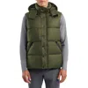 Hunter Chiswell Nylon Quilted Removable Hood Full Zip Puffer Vest In  Green