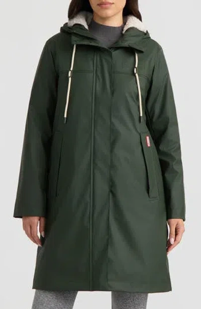 Hunter Cindy Rubberized Padded Rain Jacket In Green
