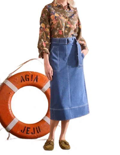 Hunter Clarke Shirt In Olive Floral In Blue