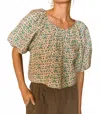 Hunter Claudia Puff Sleeve Top In Vintage Floral In Multi